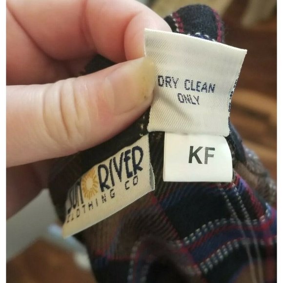 Vintage 90s Flannel Brown Plaid Maxi Skirt Set Vest Fringe Sm Top Medium Skirt - Picture 10 of 11